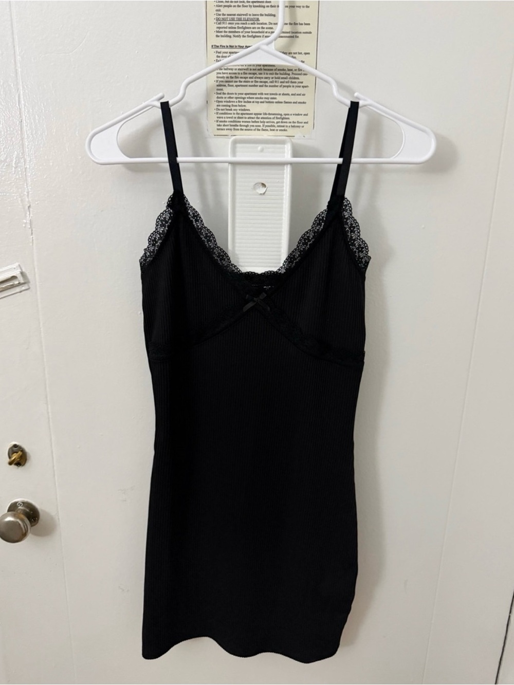 H&M Black Lace-Trim Mini Slip Dress